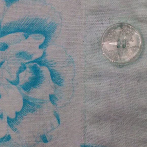 Y2K Cassini Linen Floral Blouse Sz-L Pocket SSL - Picture 9 of 10